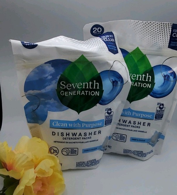 2~Seventh Generation Dishwasher Detergent Packs Free & Clear 20 Sealed