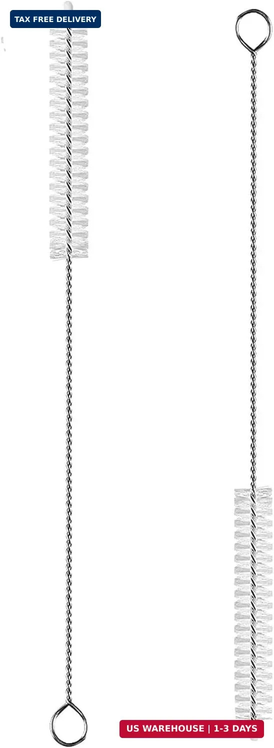 2 Pack Straw Cleaner Brush, Reusable Metal Handles Straw Cleaner Brush Extra Lon