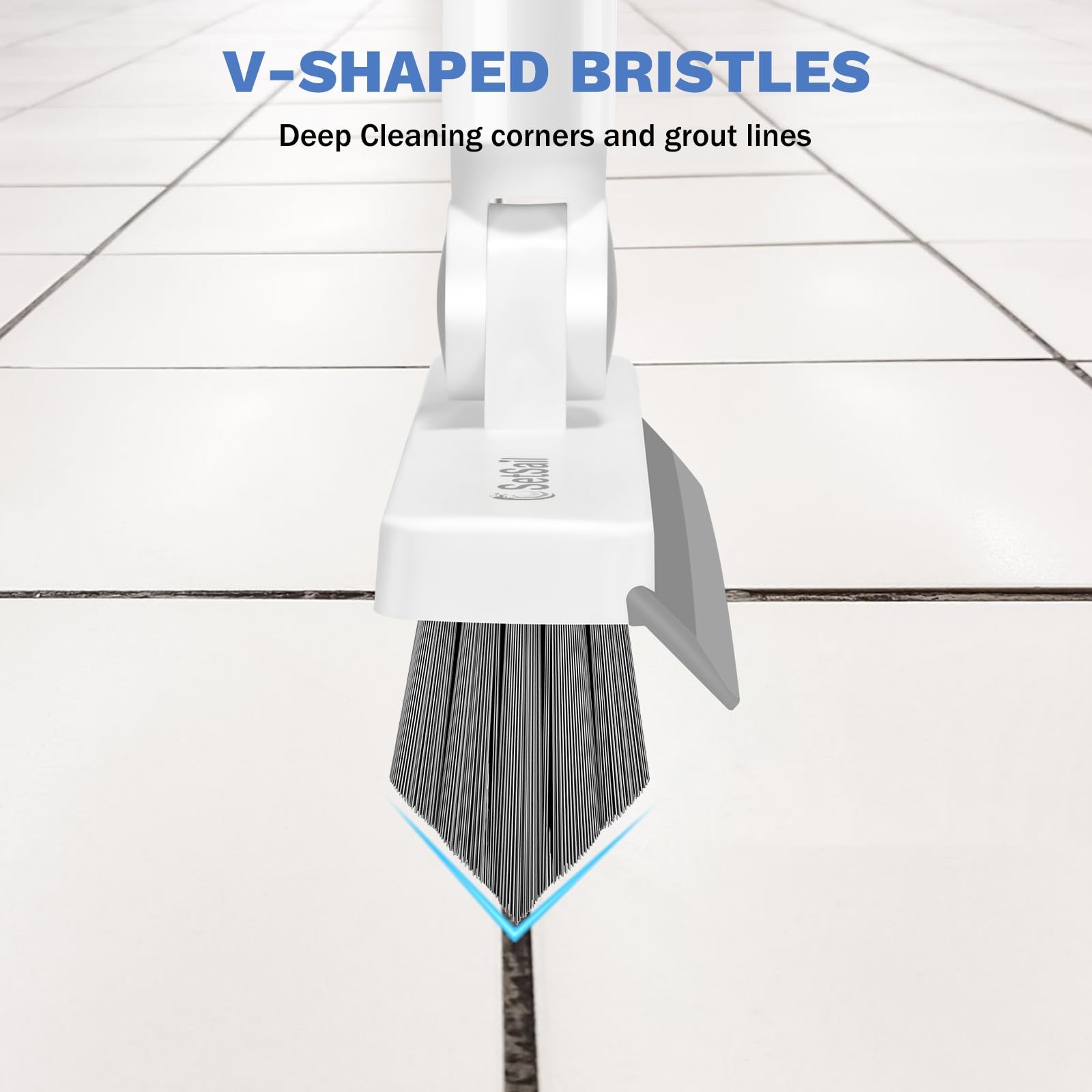 SetSail Grout Cleaner Brush with Long Handle V Shaped Floor Scrub Brush Swivel