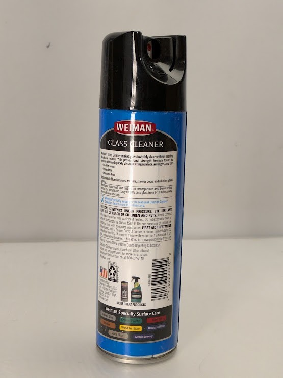 Lot of 6 WEIMAN 19 ounce Aerosol Spray Can Free Foaming Glass Cleaner No Drip