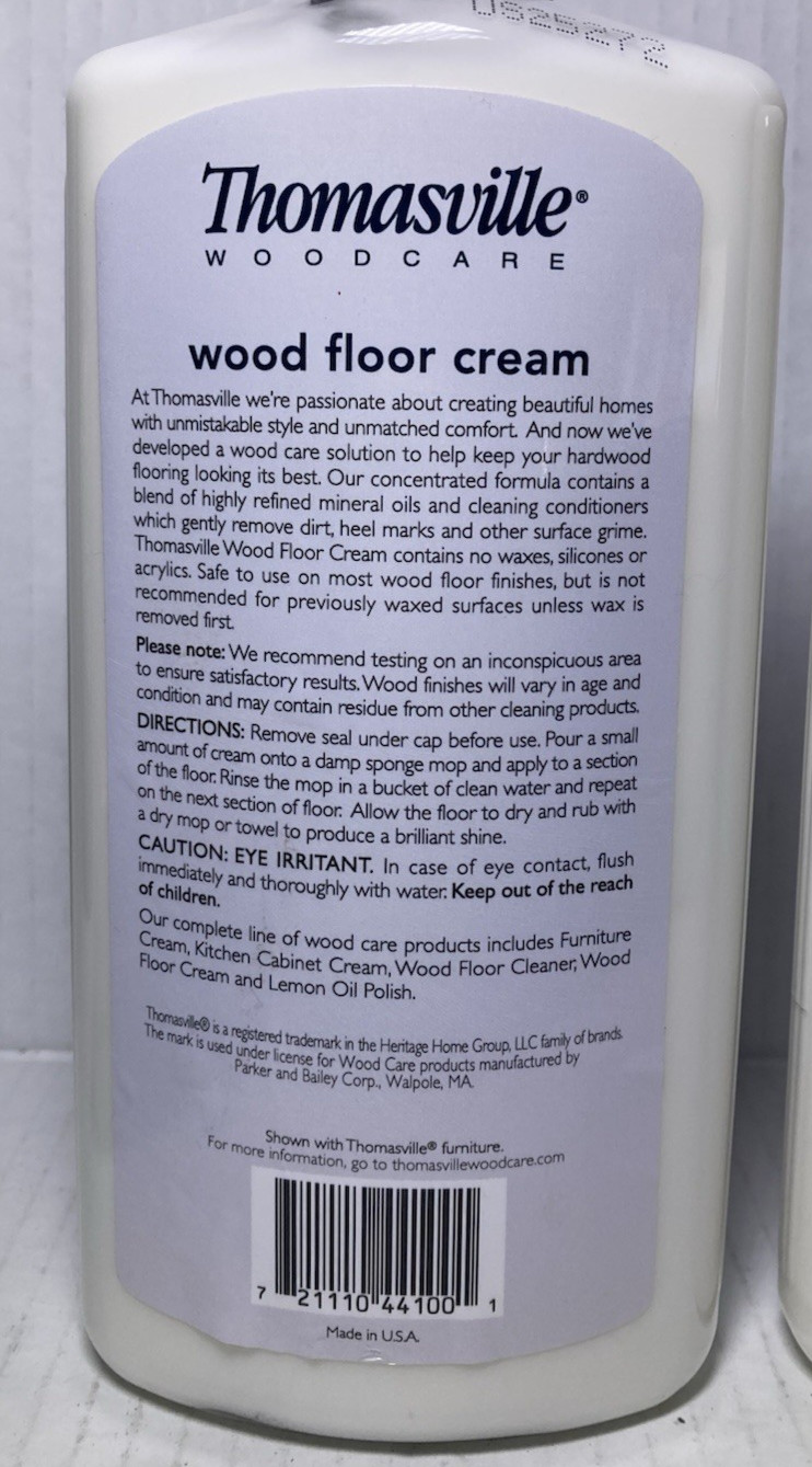 2 Pack Thomasville Wood Care Floor Cream 16 oz No Wax Silicone Discontinued