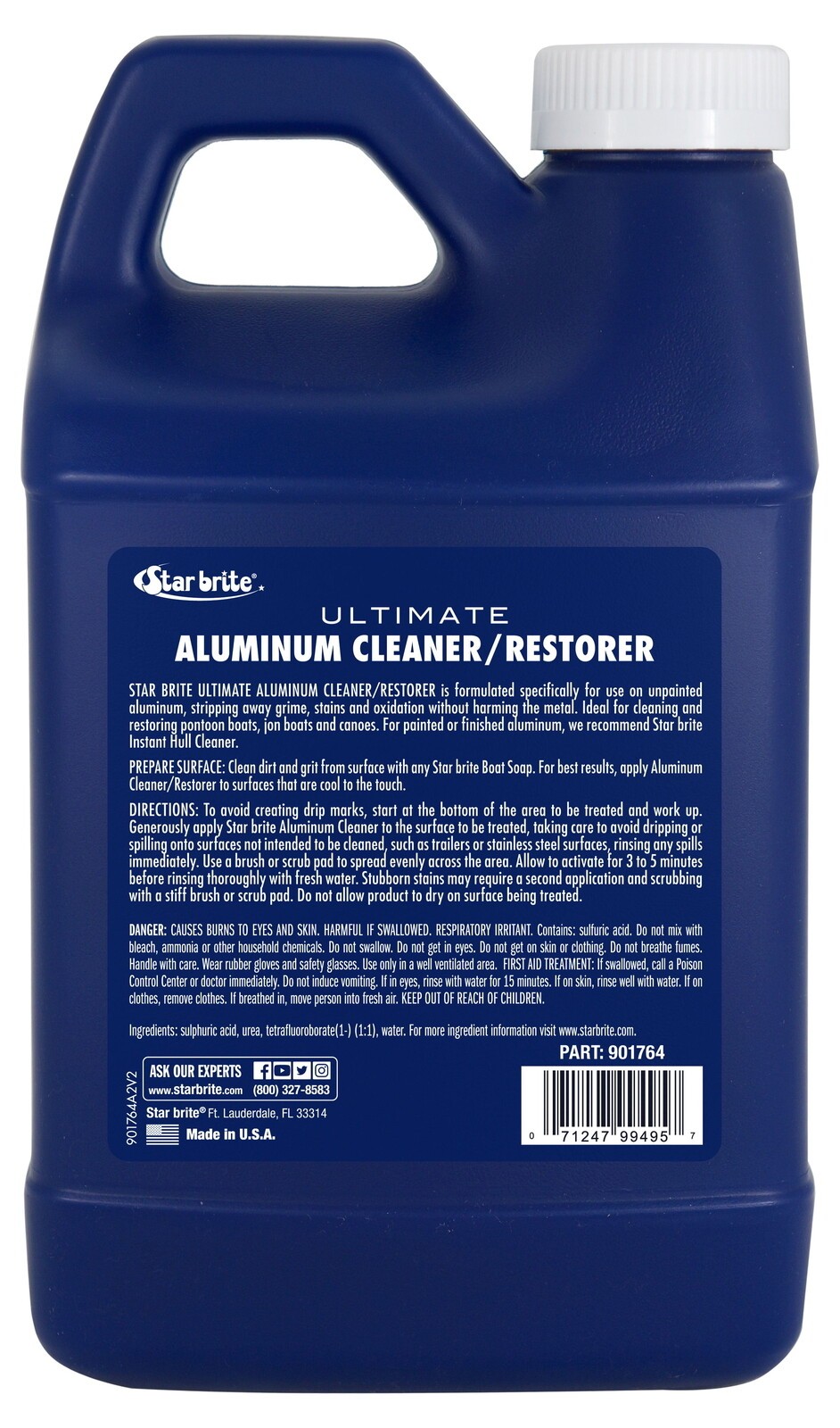 Aluminum Cleaner 64oz Pontoon Boats Canoe Stains Dull Surf Restorer W/Sprayer