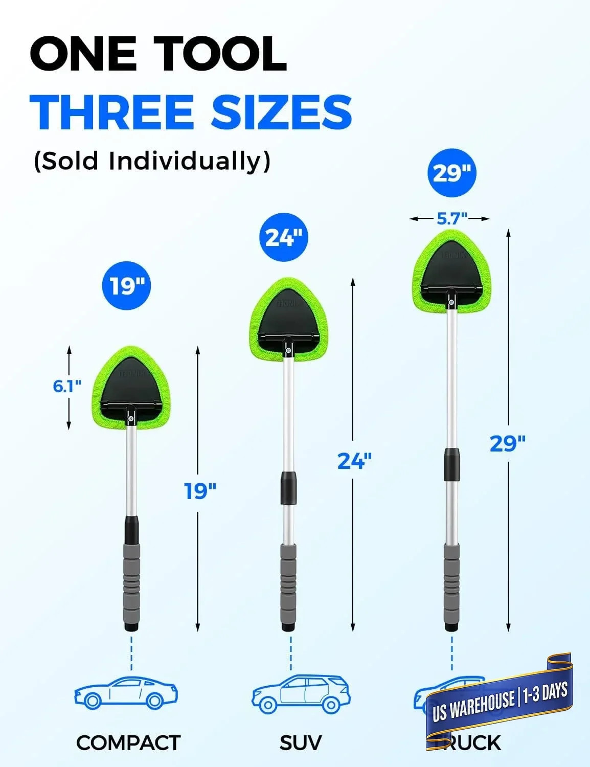 XINDELL Windshield Cleaner Tool – Car Interior Window Cleaning Kit with Extendab