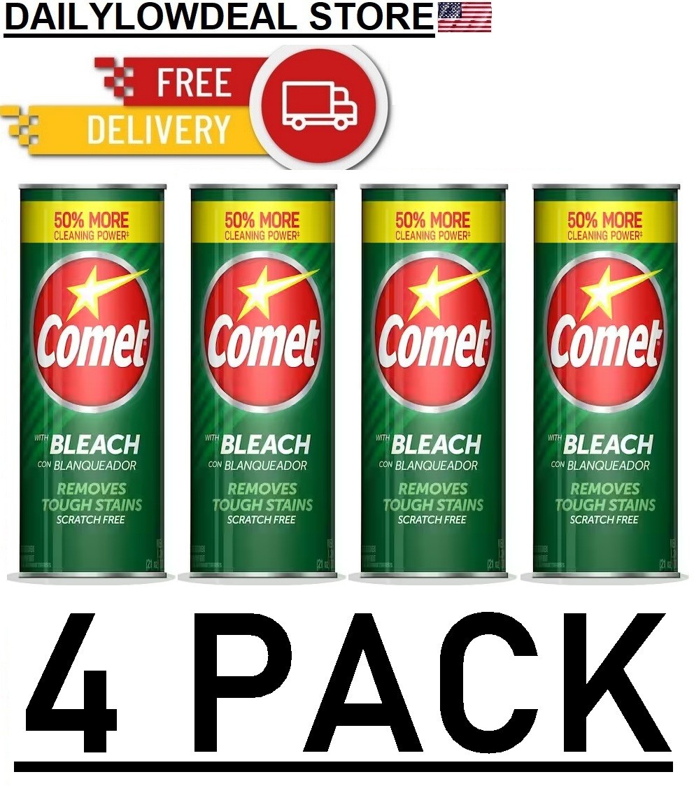4 PACK Comet Cleaner with Bleach All-Purpose Removes Stains, Pine