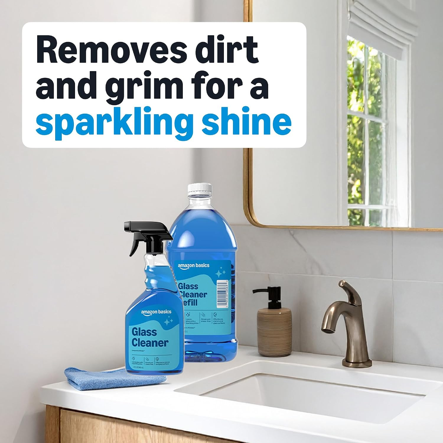 Amazon Basics Glass Cleaner Refill, Streak-Free, Cleans Windows and Mirrors with