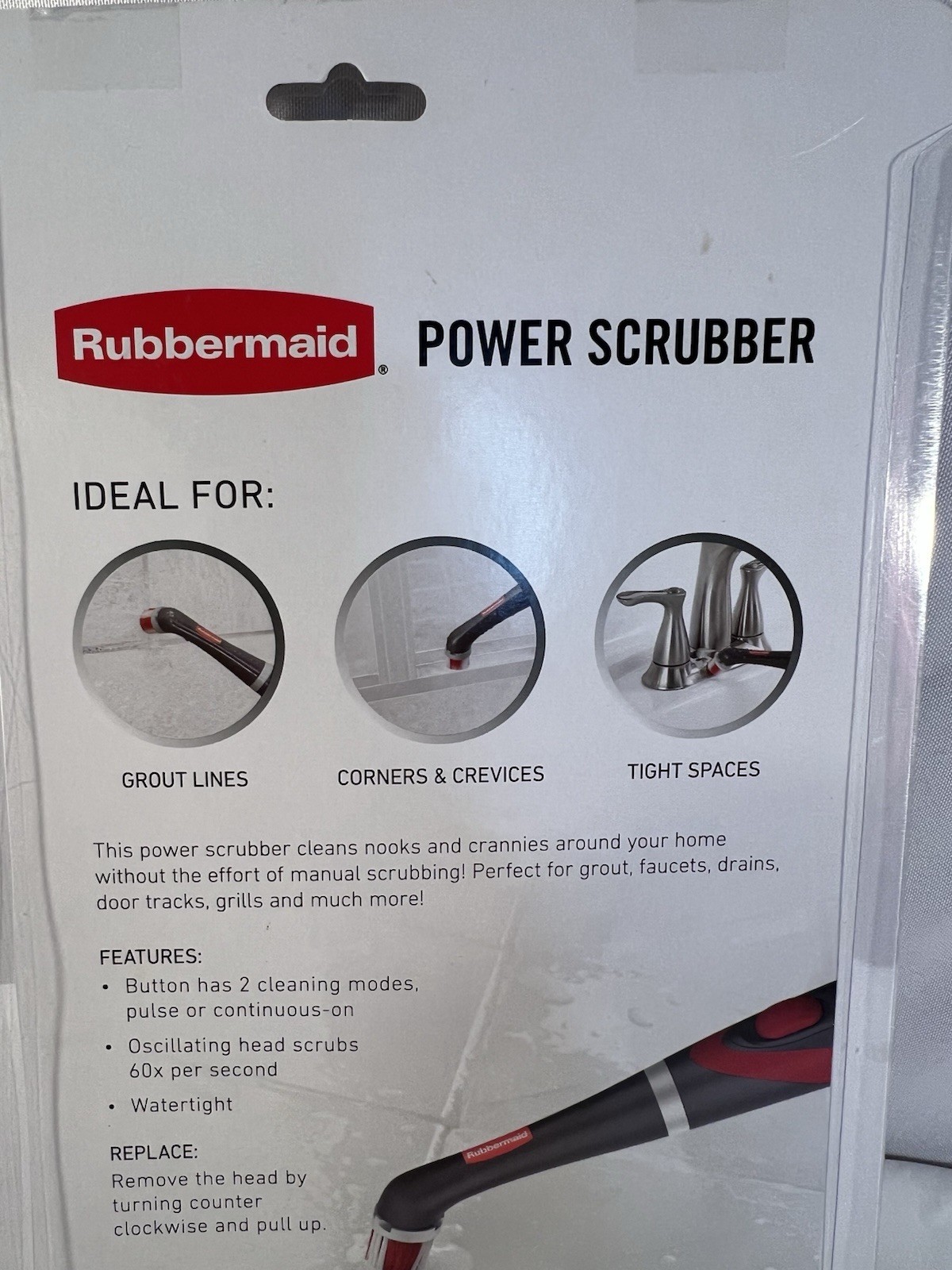 Rubbermaid Reveal Cordless Battery Power Scrubber Black/Red, Multi-Purpose Scrub