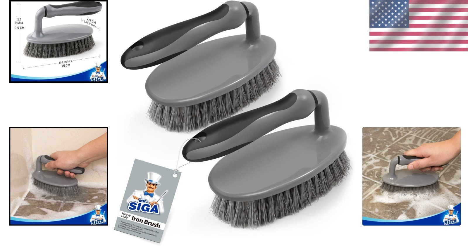 Durable Heavy Duty Cleaning Brush 2-Pack for Bathroom, Kitchen, and Floors