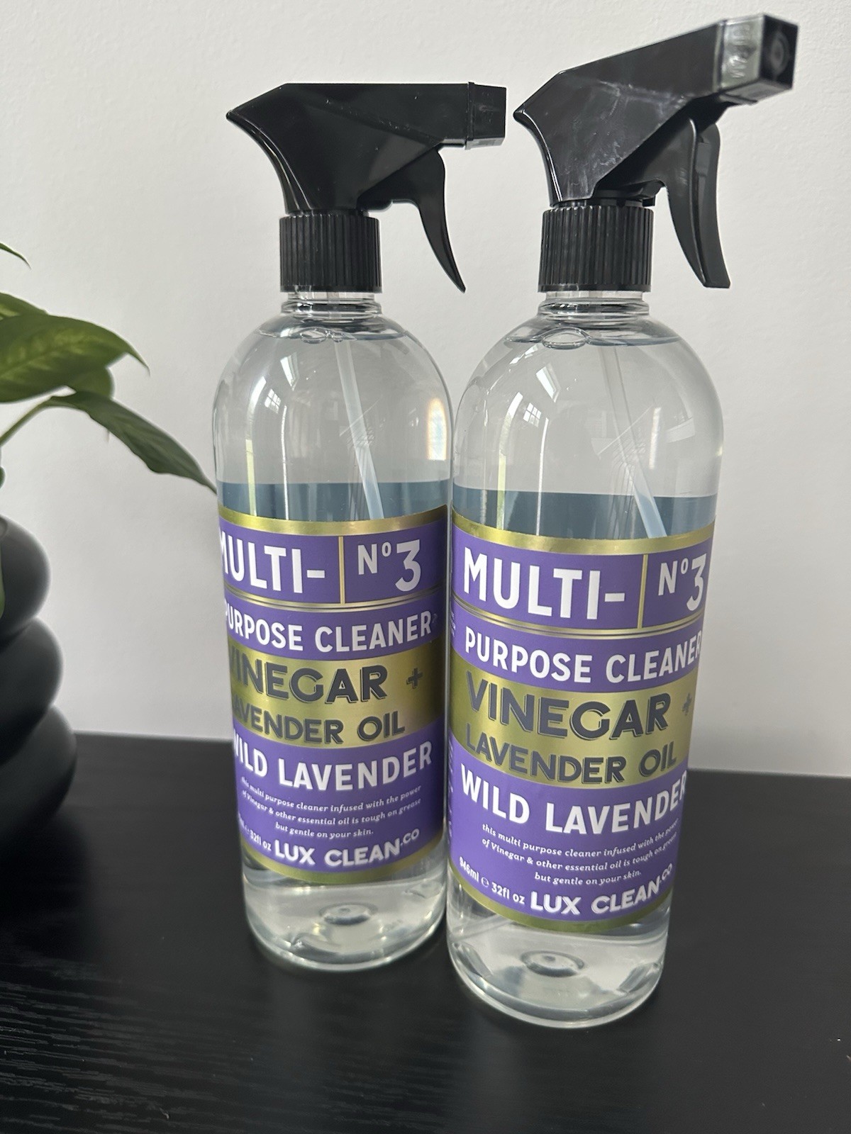 2 Lux Clean Vinegar & Wild Lavender Oil No 3 Multi-Purpose Spray Cleaner 32oz