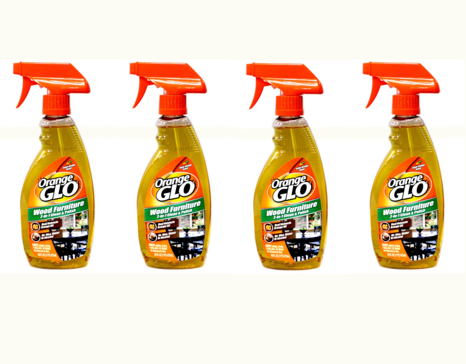 Orange Glo Wood Furniture 2-in-1 Clean & Polish, 16 oz. – Pack of 4