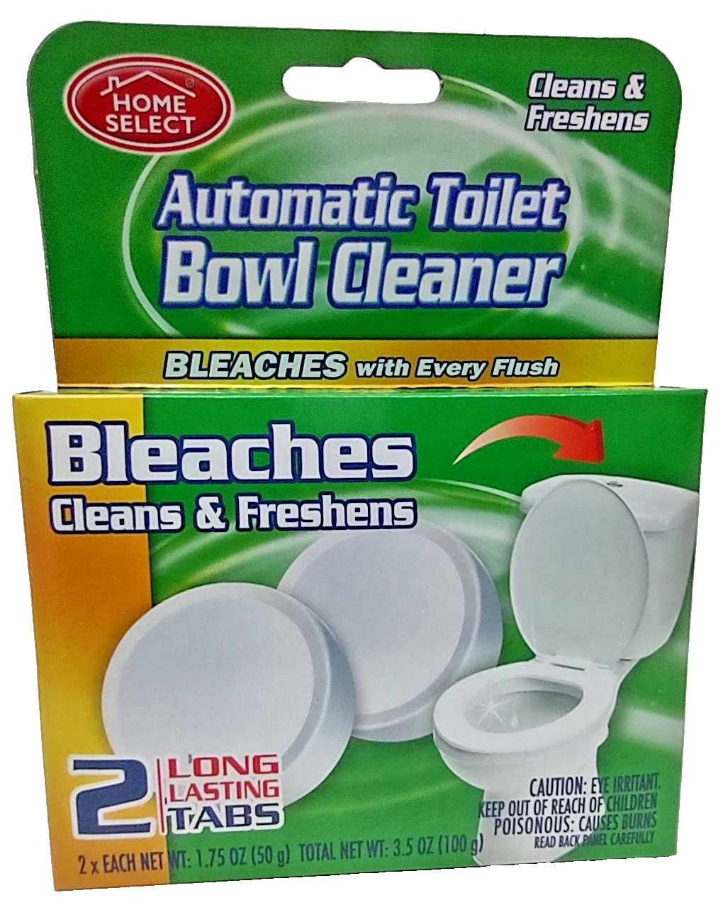 2 x Home.S Automatic Toilet Bowl Cleaner BLEACHES CLEANS & FRESHENS 2-Tabs/Box