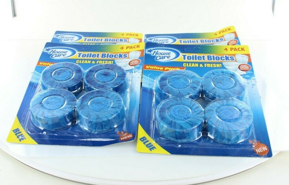 Pack of 24x Toilet Bowl Cleaner Stain Remover Blue Tablets Flush Tank