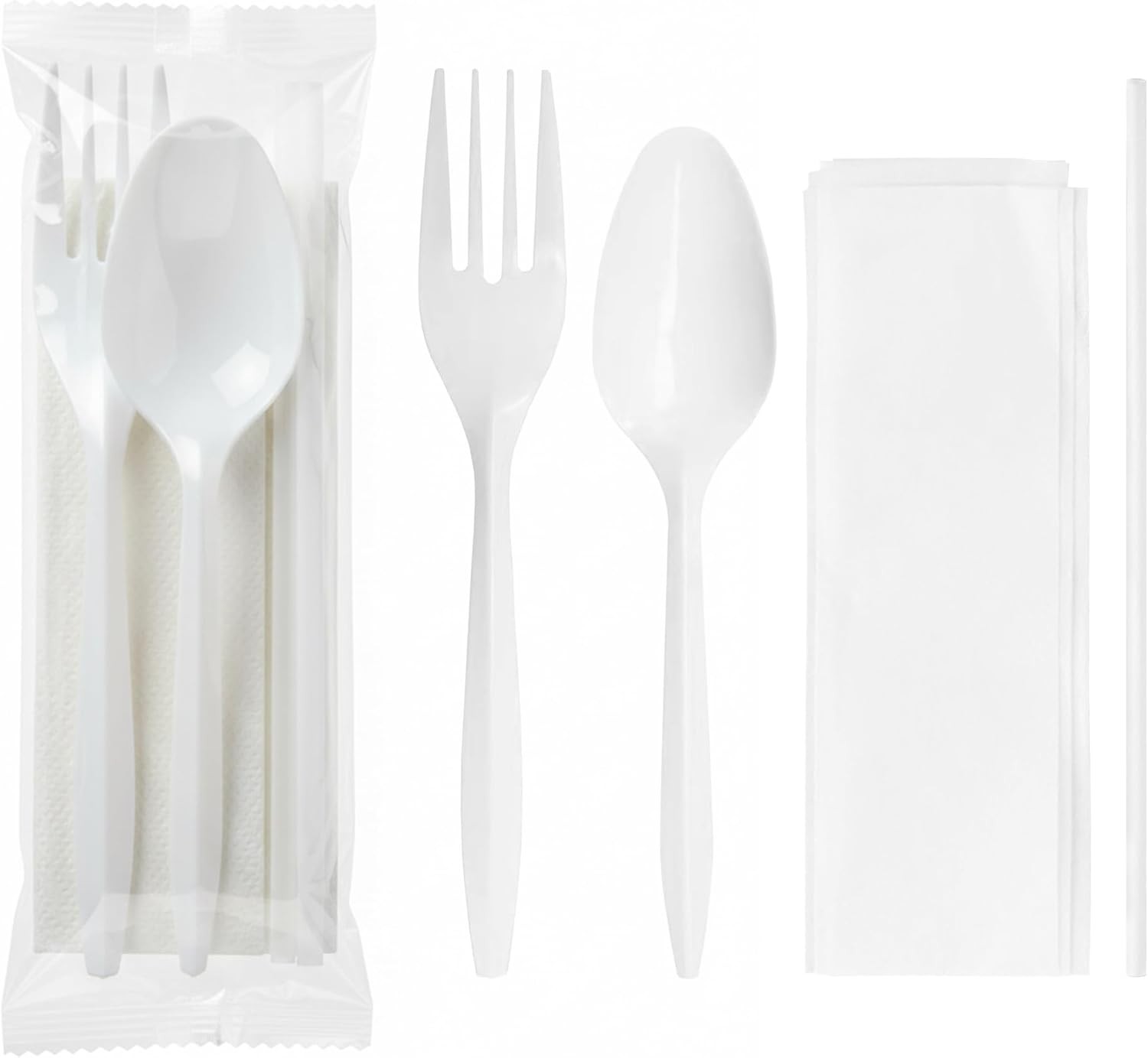 Disposable Individually Wrapped Utensil Kit with Napkin & Milk Straw, 6000-Pie