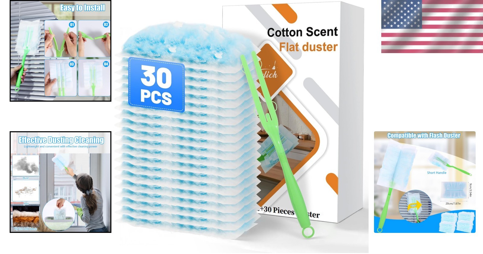 Ergonomic 30PCS Disposable Dusters Compatible with Swiffer – Perfect for Dusting