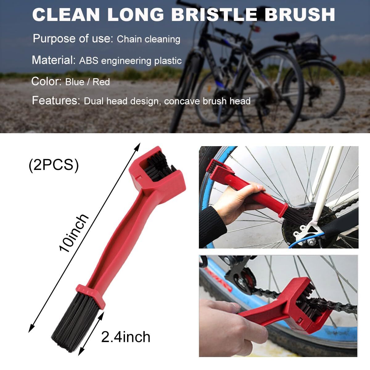 2 Pcs Bike Motorcycle Chain Washer Chain Gear Scrubber Dirt Remover Brushes