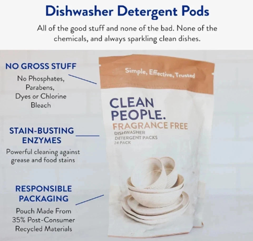 The Clean People Dishwasher Pods – Cuts Grease & Rinses Sparkling Clean – Residu