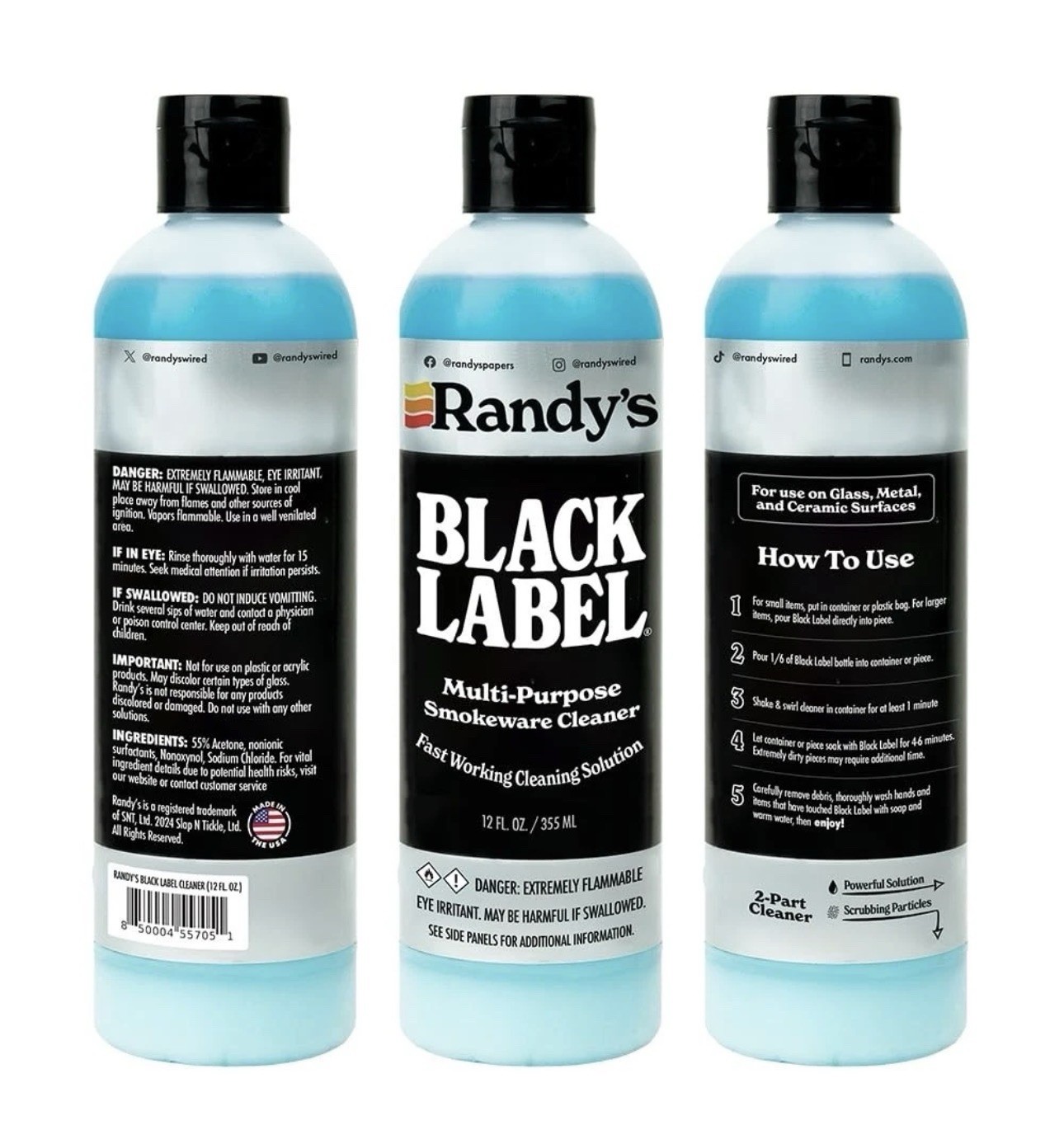Randy’s Black Label Cleaner 8 12oz Fast Working Multi-Purpose Smokeware Cleaning