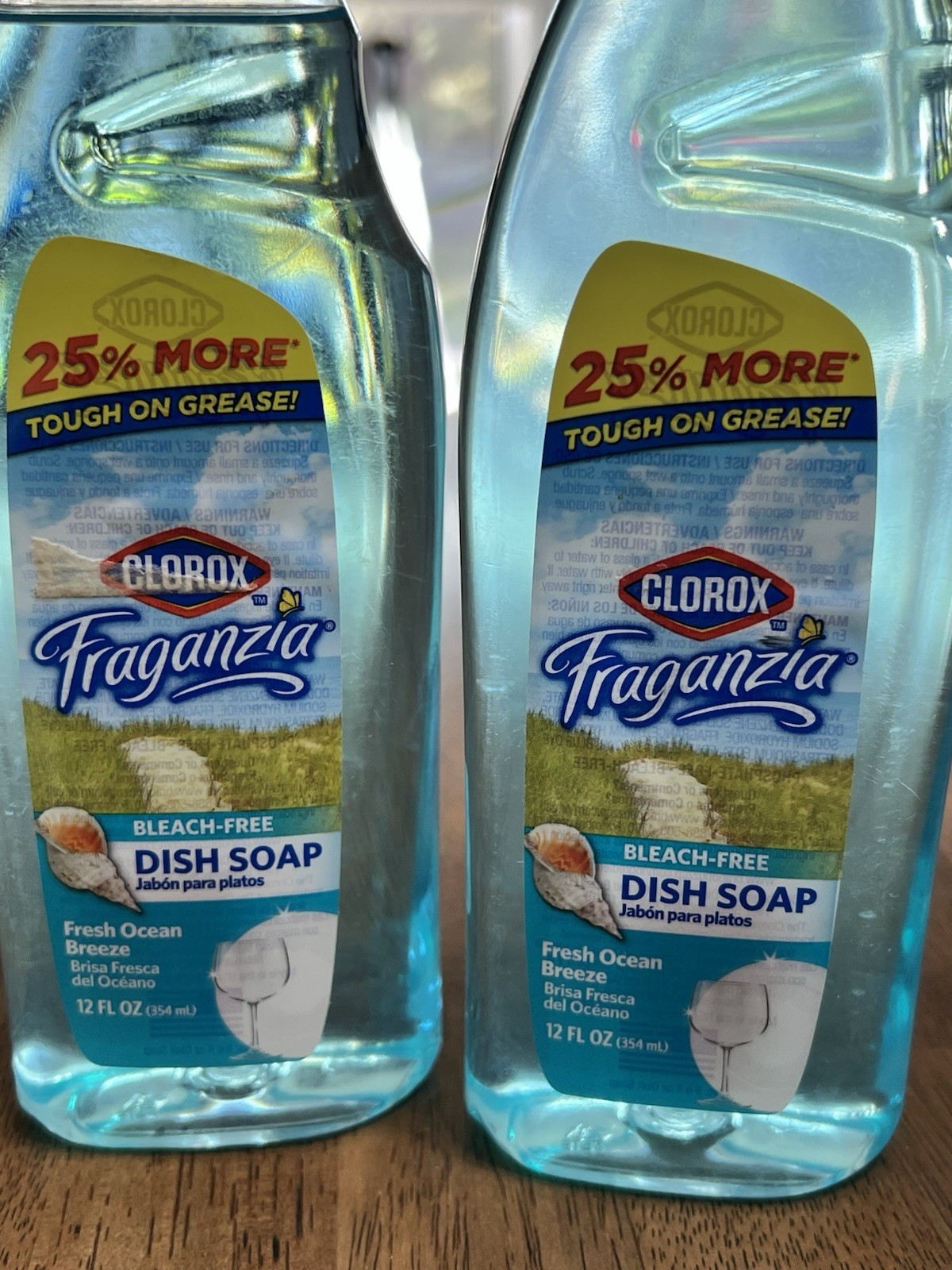 Clorox Fraganzia Bleach Free Liquid Dish Soap Fresh Ocean Breeze 12 Oz Lot of 2