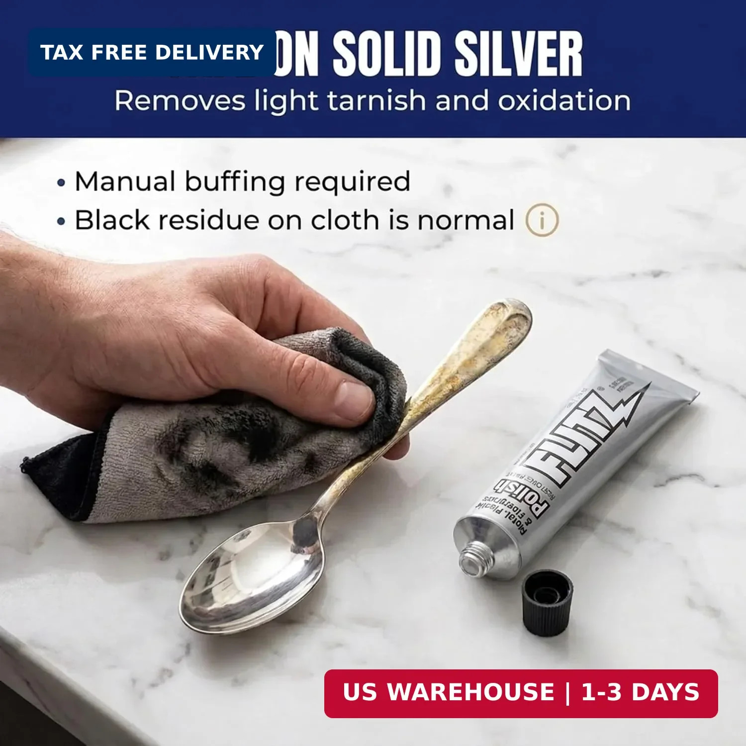 Metal Polish Paste – 1.76oz USA-Made Silver Polish for Solid Chrome, Stainless S