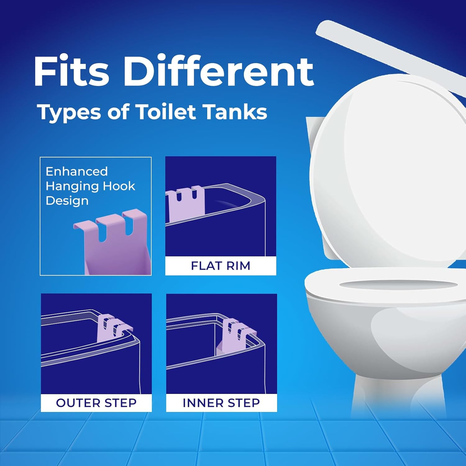 Toilet Bowl Cleaner Rim Hanger, 6 Count Automatic Bowl Toilet Cleaner, Cleans an