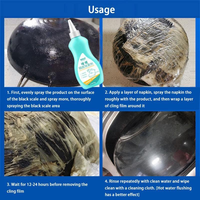 Gel pot bottom cleaner—removes heavy oil stains, polishes cookware to shine