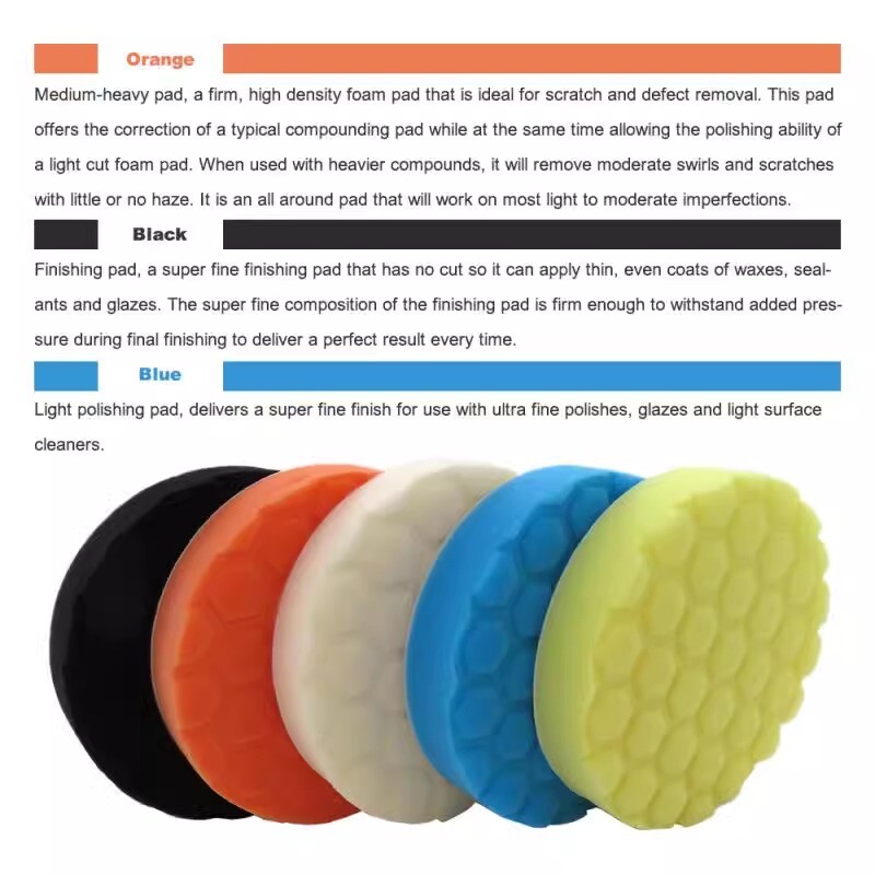 5PCS 6″ 150mm Buffing Waxing Polishing Sponge Pads Kit For Car Polisher Drill