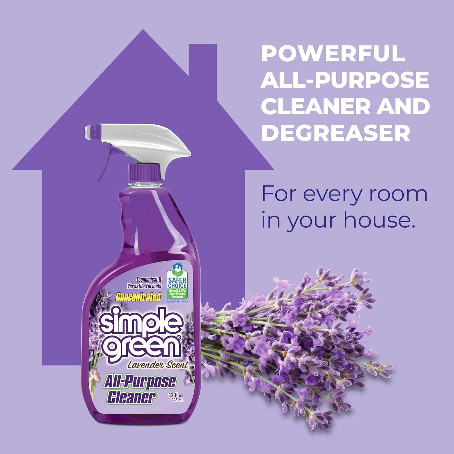 Lavender All-Purpose Cleaner, 32 Fl Oz (Pack of 3) – Concentrated Cleaning Power