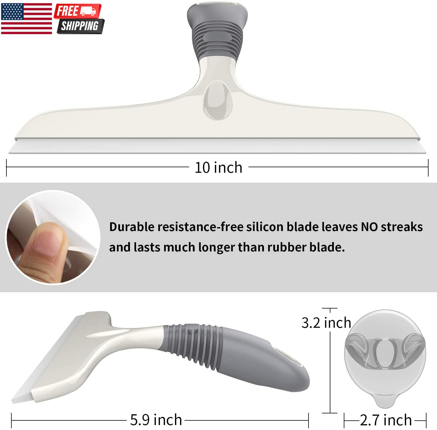 Multi-Purpose Silicon Squeegee for Window, Glass, Shower Door, Car Windshield, H