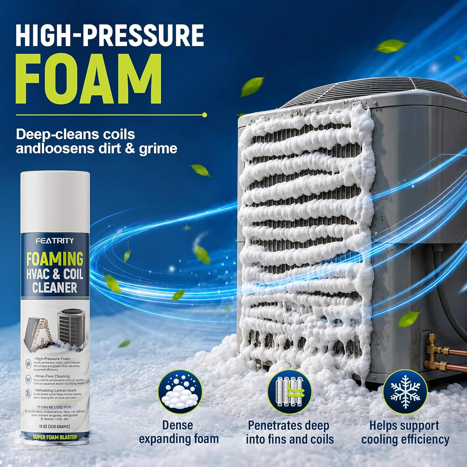Foaming AC Coil Cleaner: Deep-Penetrating No-Rinse Foam Cleaning Designed for Ho