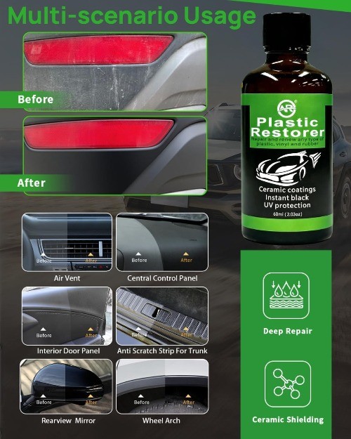 Restorer for Cars, 60ML Black Trim Restorer, High Concentration Ceramic Crystal