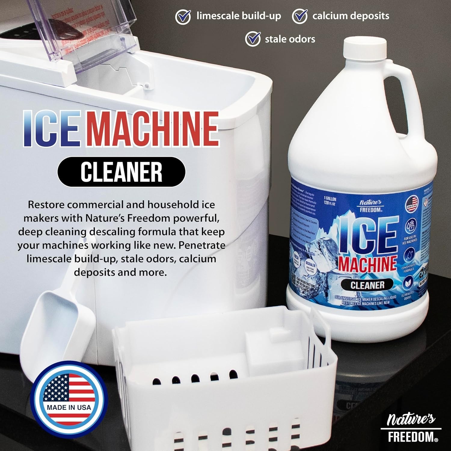 Ice Machine Cleaner – Nickel-Safe Descaler – Made in USA – 1 Gallons (32 Uses)