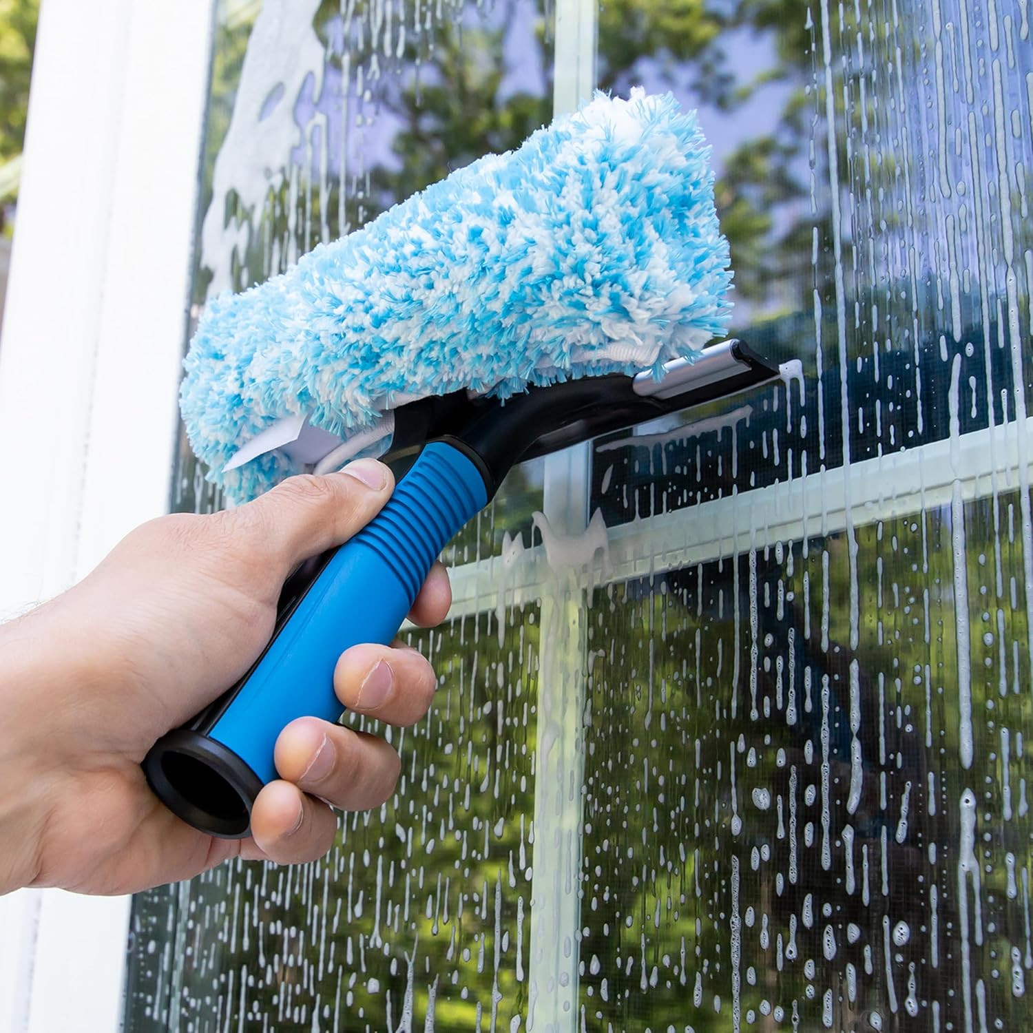 Unger Professional Connect and Clean 2-In-1 Squeegee and Scrubber, 6” Window Cle
