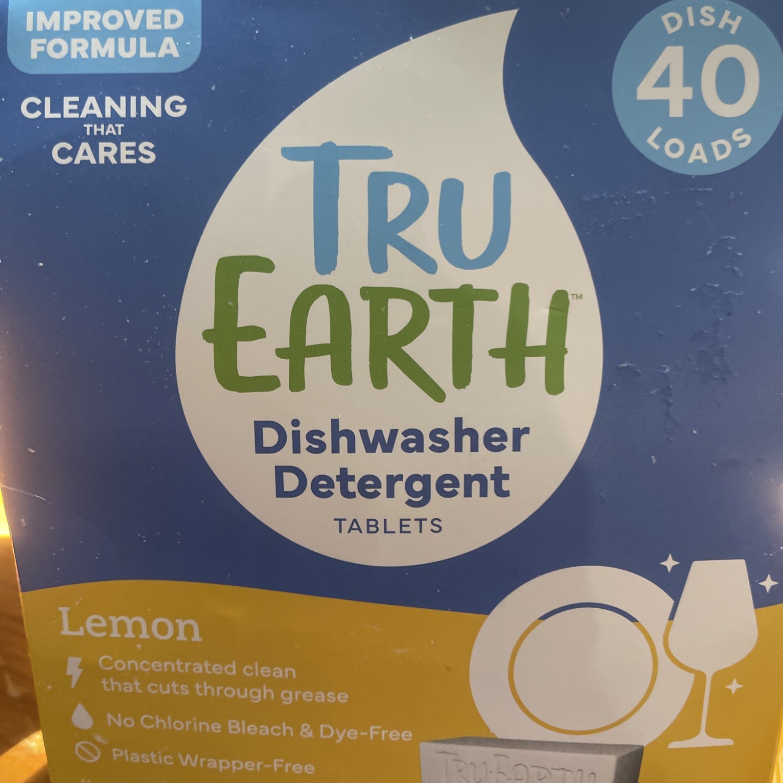 Tru Earth Dishwasher Detergent Tablets Lemon Scent 40 Tablets Cuts Grease X(2)