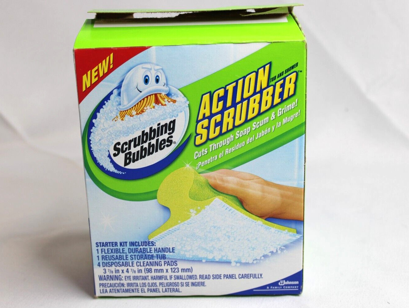 Scrubbing Bubbles Action Scrubber Tub & Shower Starter Kit 4 Pads Handle – NOB