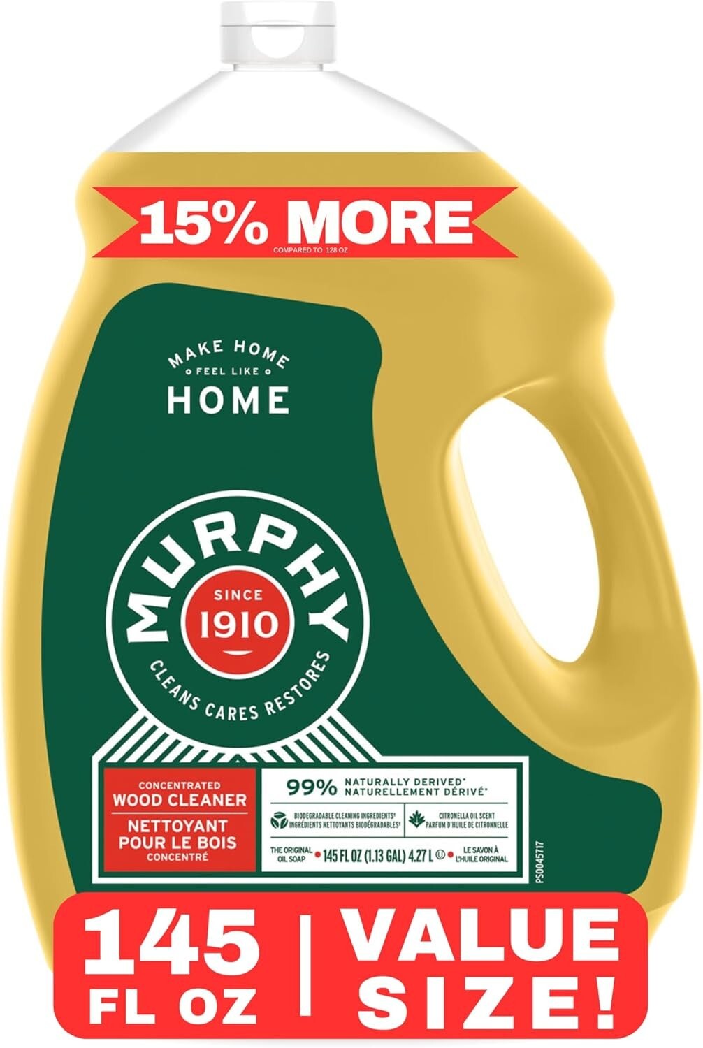 Murphy Oil Soap Wood Cleaner, Original Concentrated Formula 145 oz Bottle, Bu…