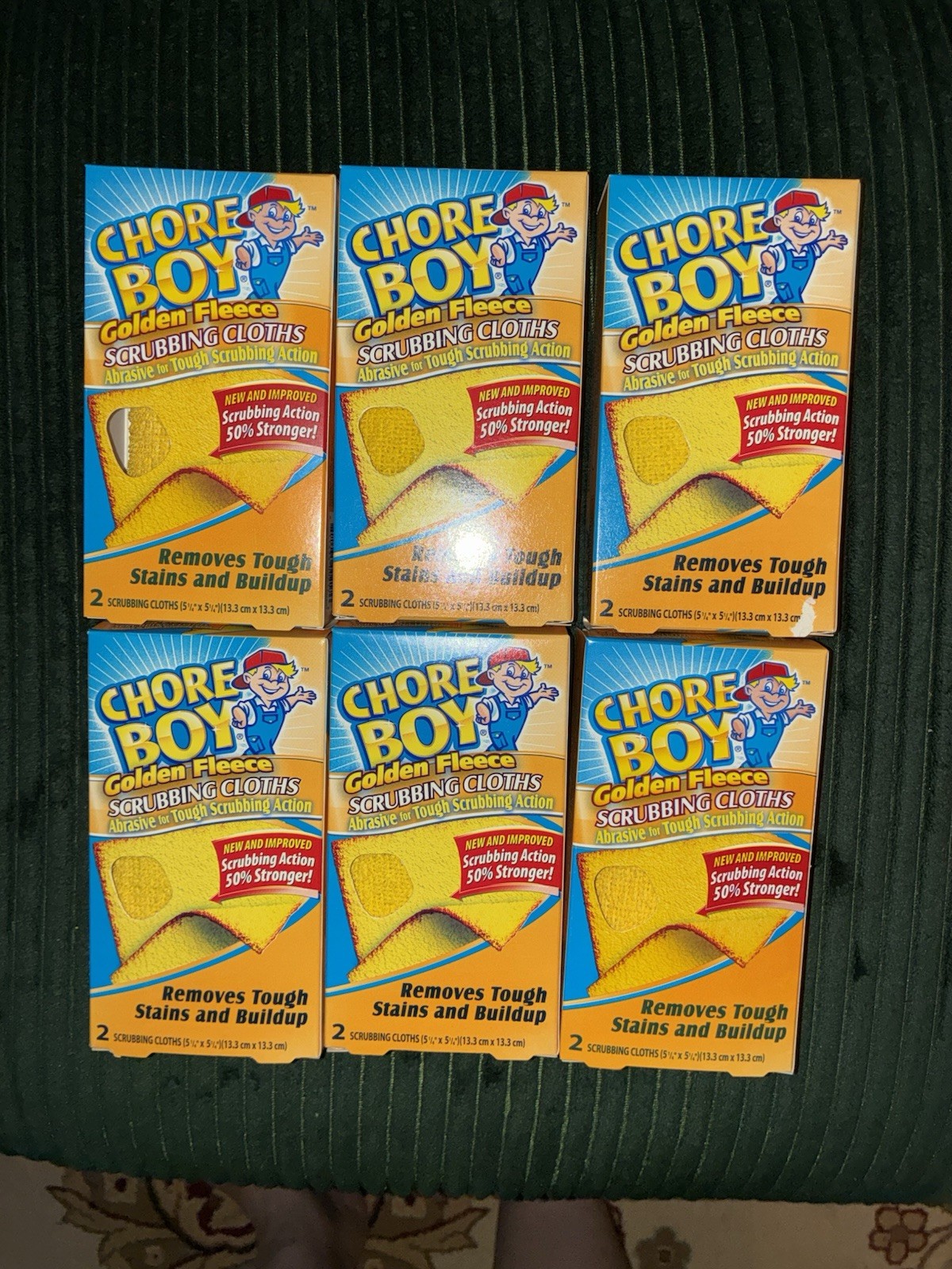 Lot Of (12) CHORE BOY Golden Fleece Scouring Cloths Pads Scrubbing, 6 Boxes Of 2