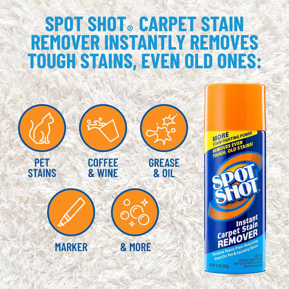 Spot Shot Instant Carpet Stain Remover Aerosol, 21 oz. Cans 12Pk Free Ship NEW