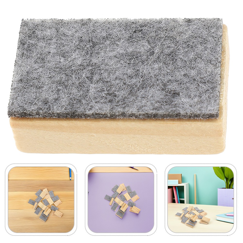 24 Pcs Small Felt Wood Eraser for Classroom Office and Home Cleaning