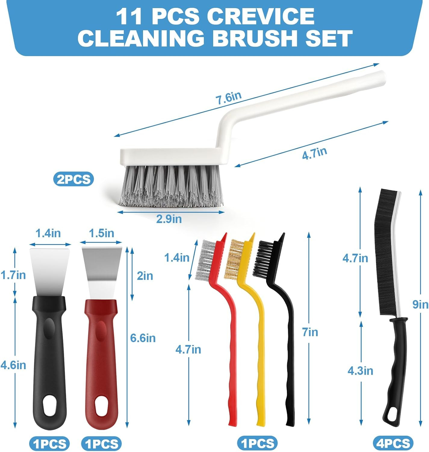 11Pcs V-Shaped Grout Cleaning Brush Set, with Stiff Bristles Crevice Cleaning Br