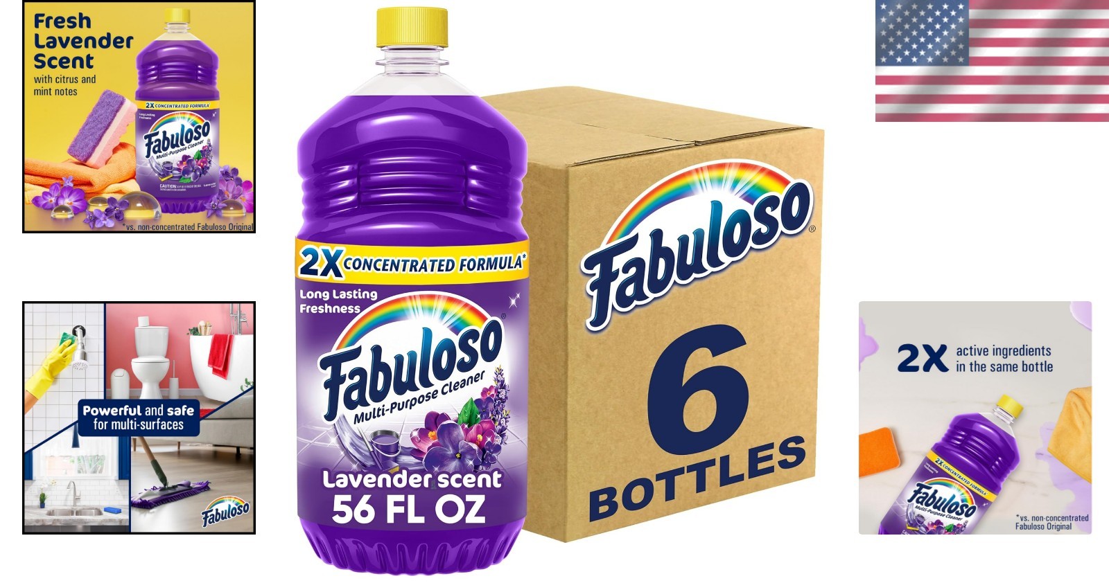 Fresh Lavender Scented Floor & Surface Cleaner – 6 Pack, 2X Concentrated Formula