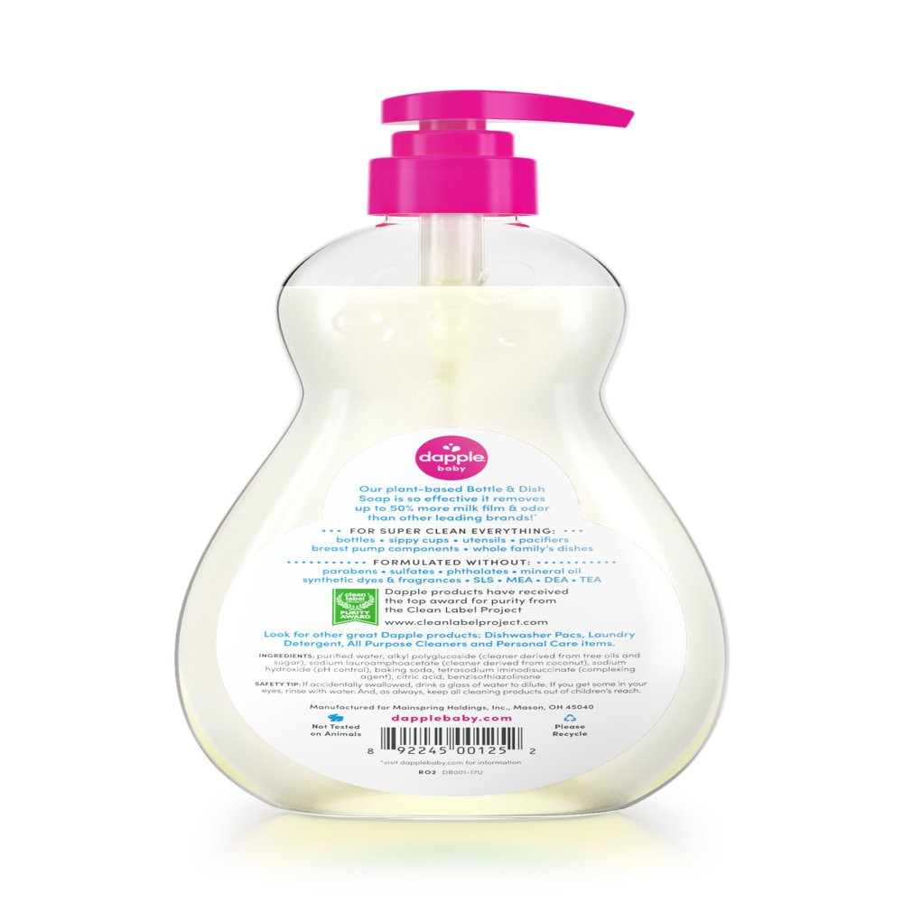 Bottle and Dish Soap for Baby Products, Fragrance-Free Liquid Soap, 16.9 Fl Oz
