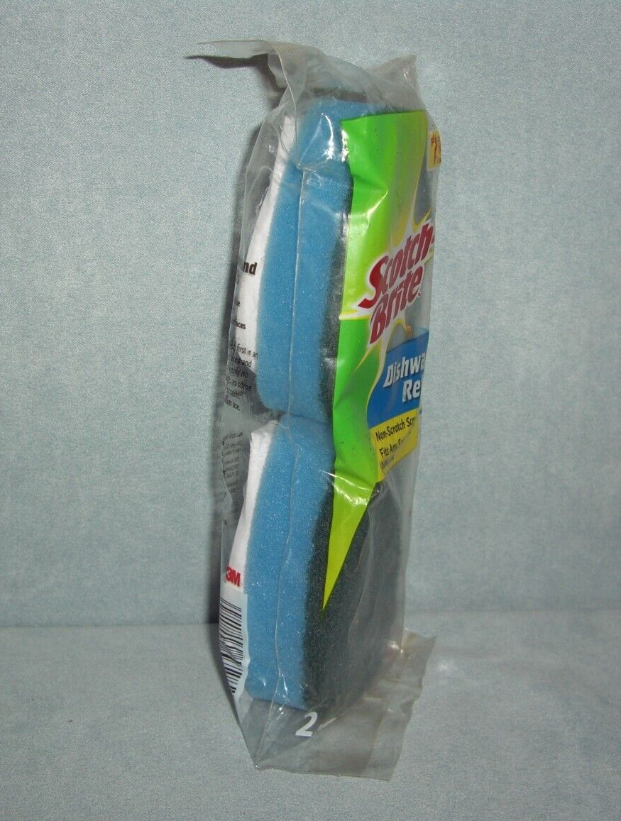 2 Pack Scotch-Brite Dishwand Refill ~ 2 Ct Non-Scratch Scrubbers NEW