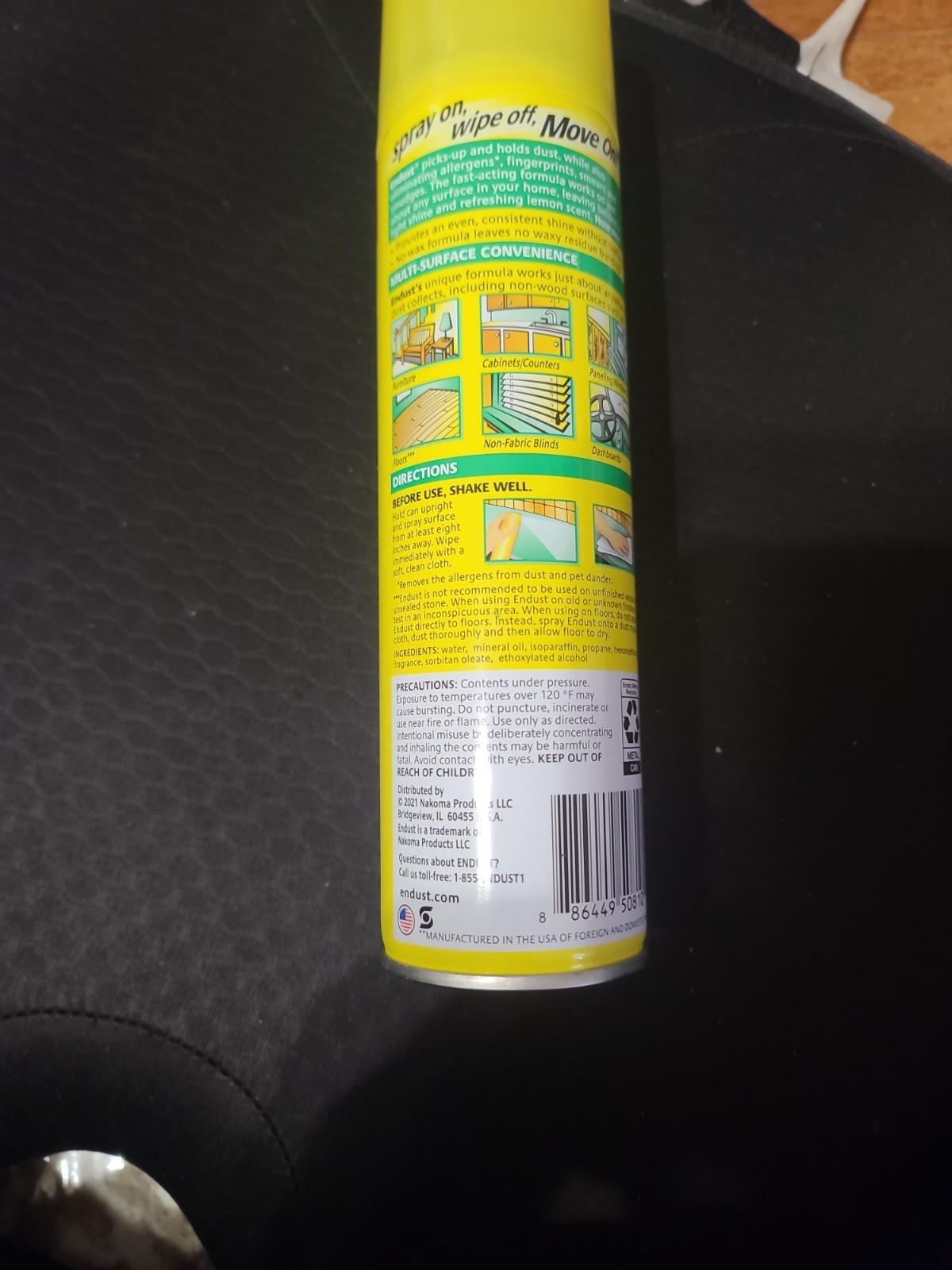 Endust® Multi-Surface Dusting and Cleaning Spray, Lemon Zest, Aerosol, 12.5 oz.