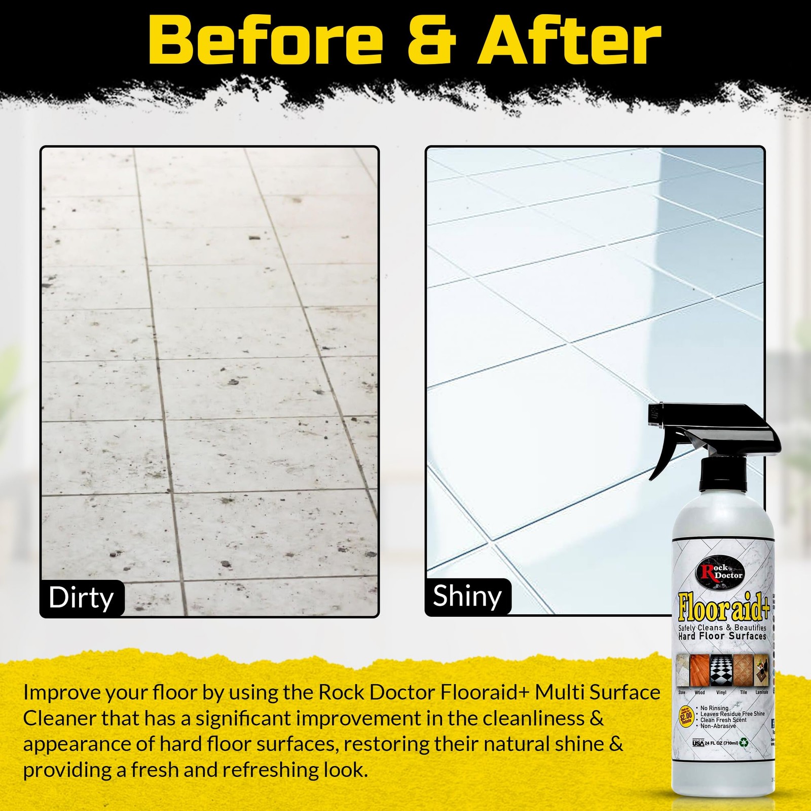 Flooraid+ Hard Floor Cleaner, Multi-Surface Formula for Tile, Stone, Laminate…