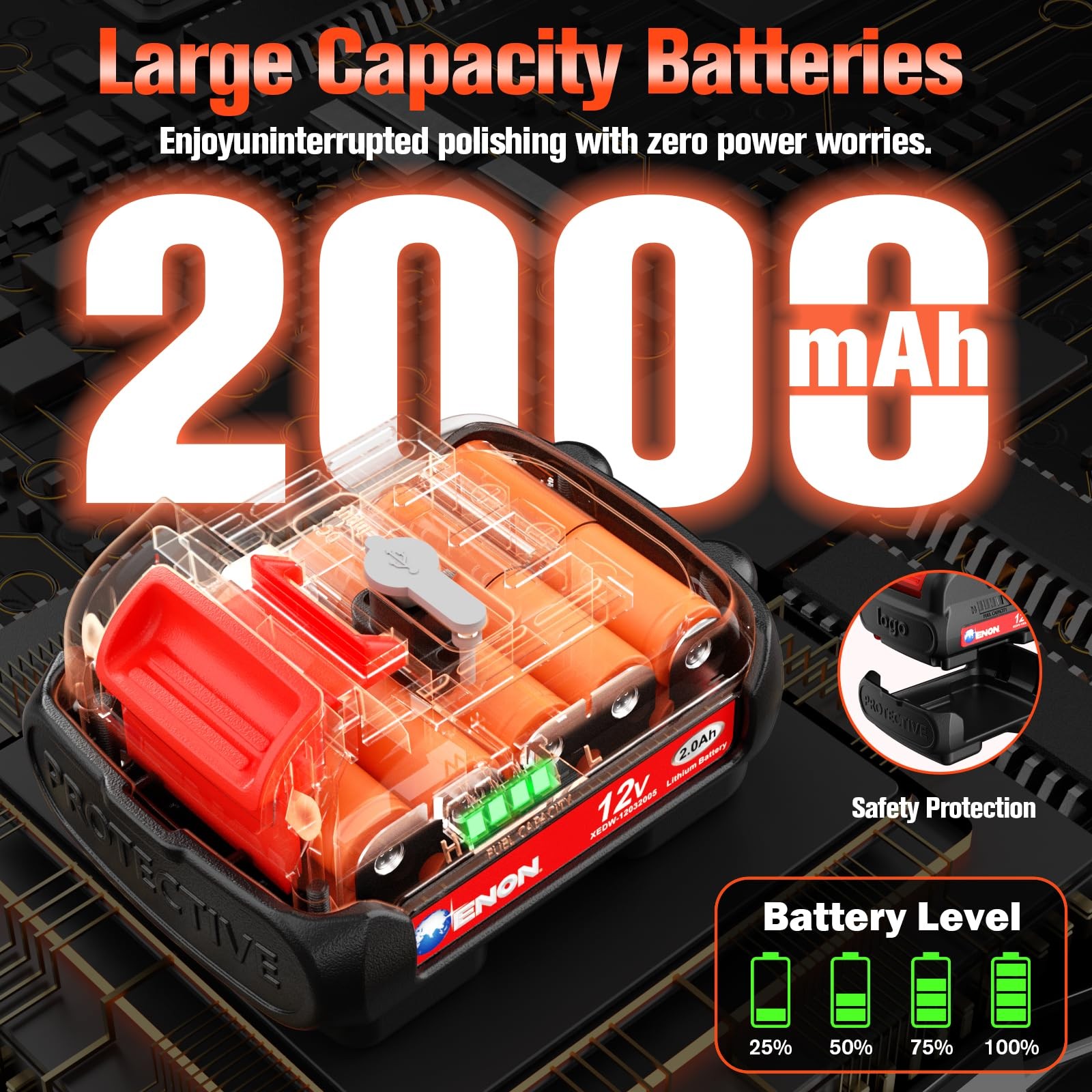 Cordless Car Buffer Polisher Kit（2X 2000mAh 12V Batteries&34 PCS Attachments）…