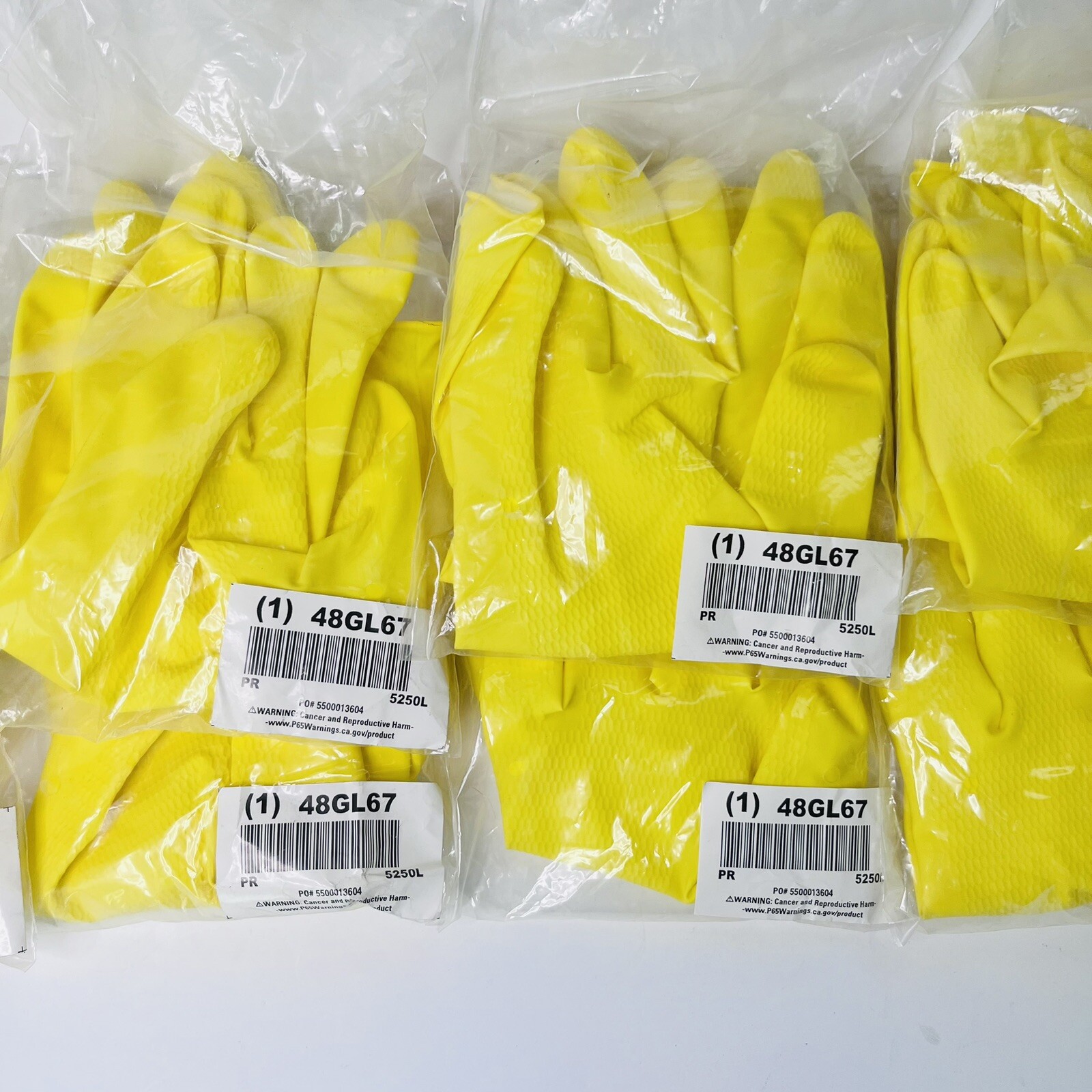 Rubber Cleaning Gloves Yellow Household Reusable Dishwashing 48GL67, 7 Pairs