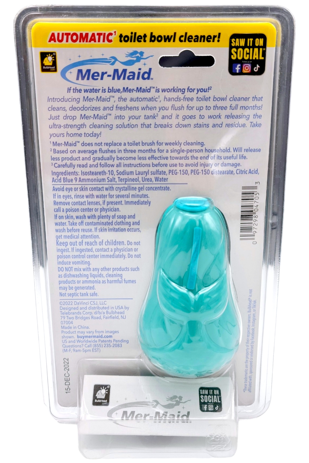 Mer-Maid Automatic 3-Month Toilet Bowl Cleaner | Clean Deodorize | AS-SEEN-ON-TV