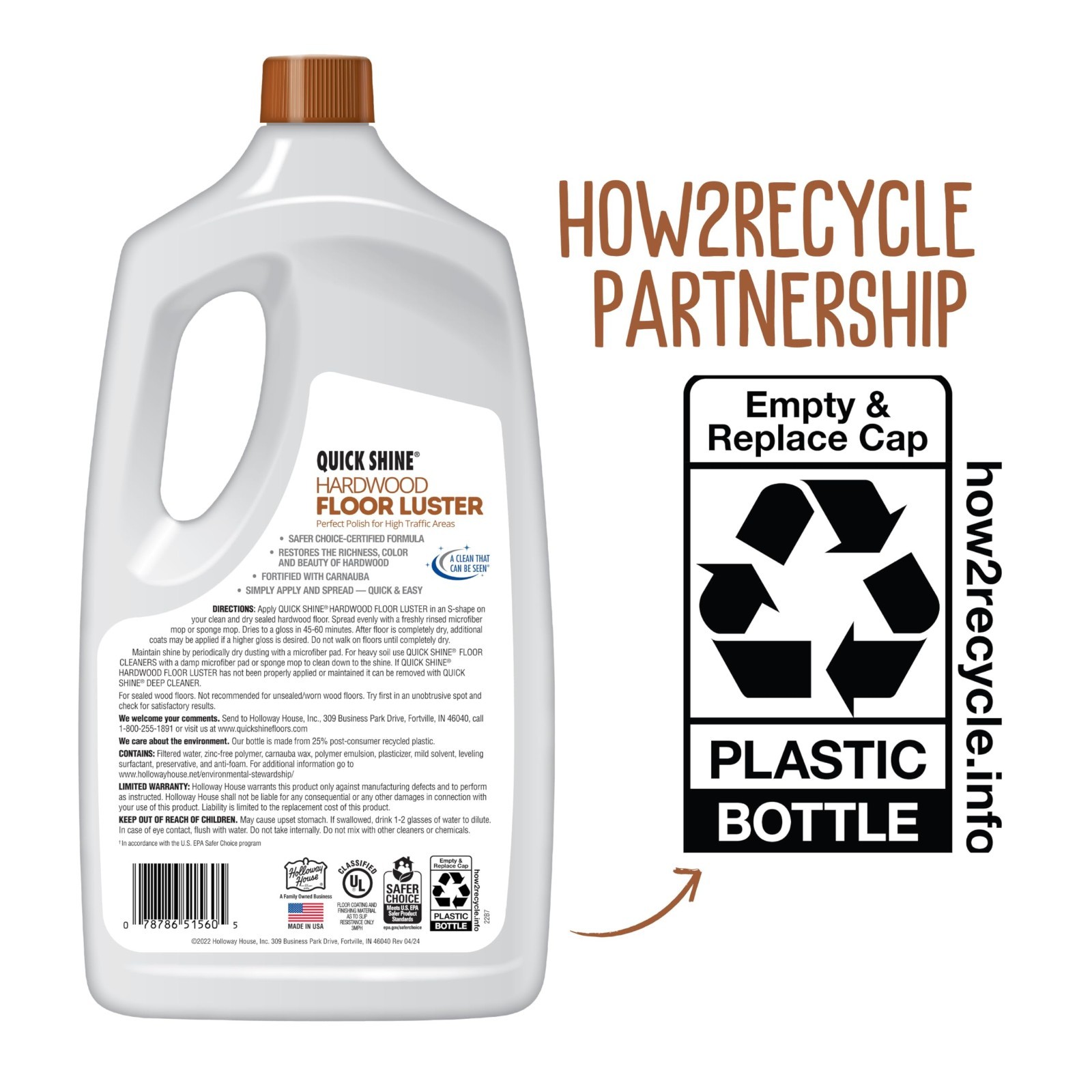 Hardwood Floor Polish 64oz | Plant-Derived, No PFAS, pH Neutral | Anti-Slip Form