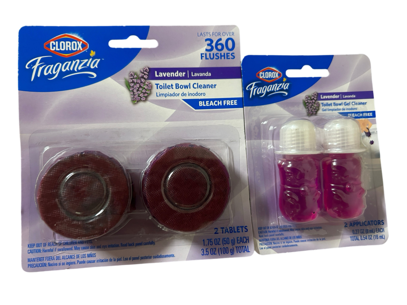 Clorox Fraganzia Bleach-Free Toilet Bowl Cleaner Gel & Tablet, Set of 4 Lavender