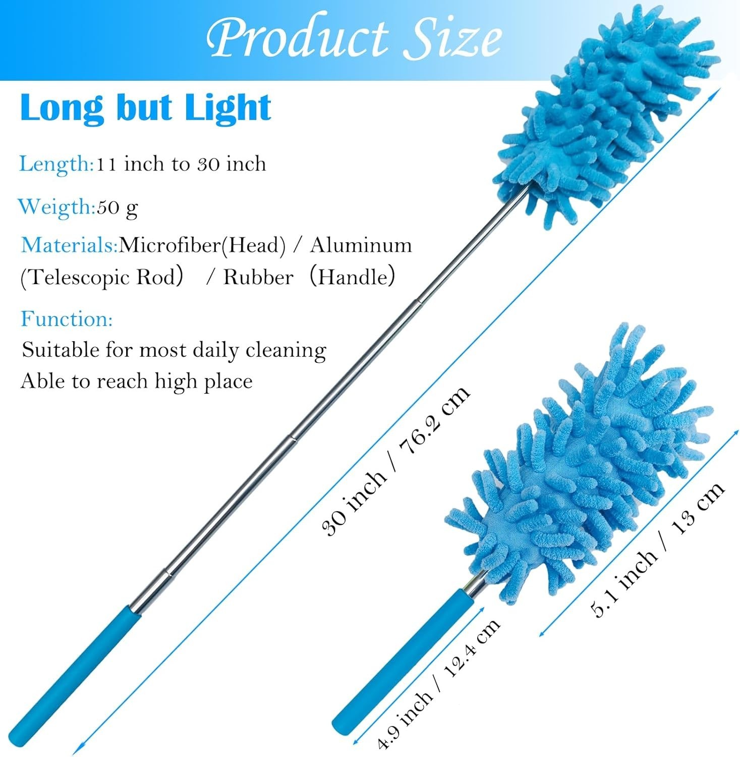 3 Pack Retractable Long- Washable Duster for Cleaning, Microfiber Hand Duster…