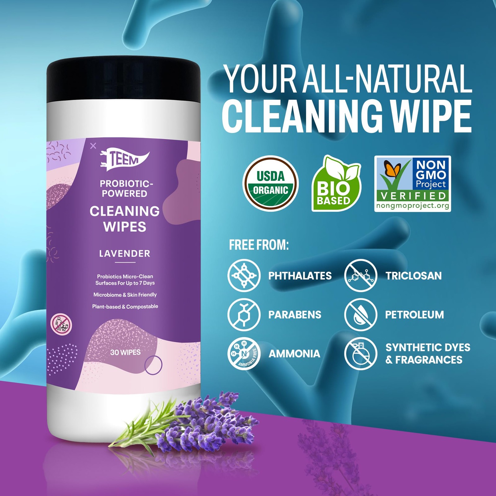 Probiotic Cleaning with Lavender Essential Oil, Microcleans Surfaces for up t…